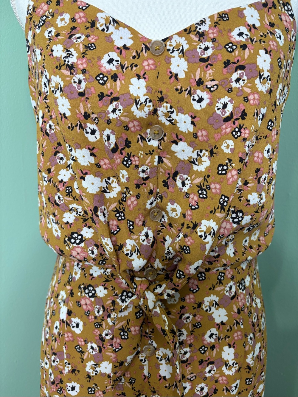 Sienna Sky Mustard Floral Maxi Dress with Tie Waist - Picture 8 of 8